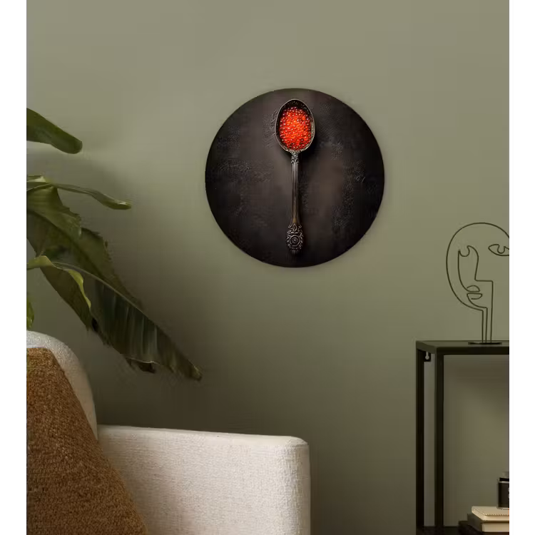 Wandcirkel - Glas - Zwart - Lepel - Caviar — 3