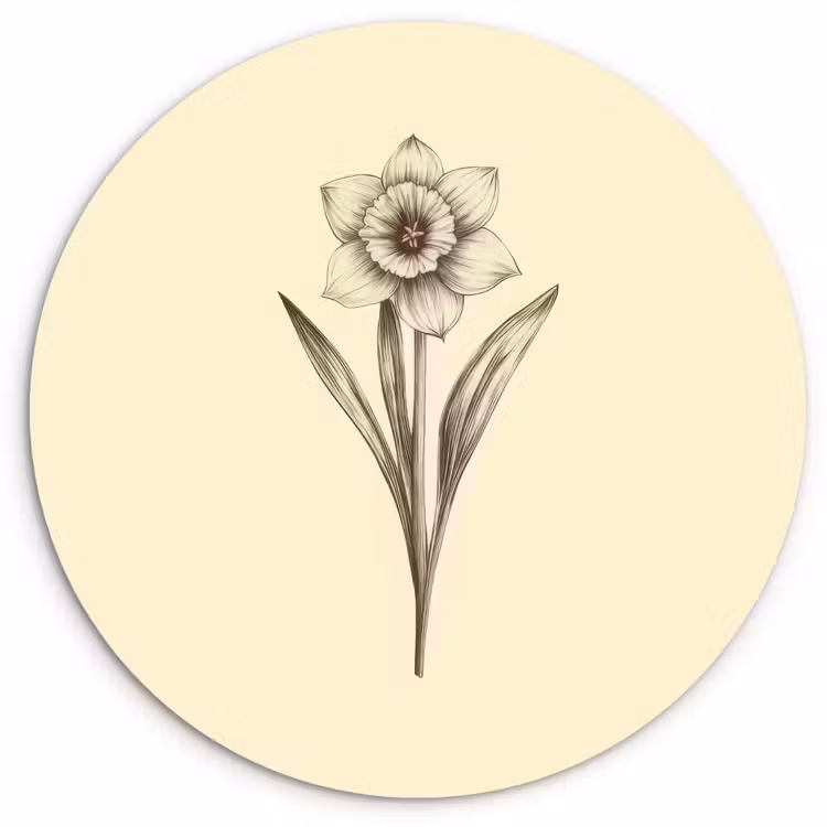 Wandcirkel - Glas - Zwart - Narcis - Illustratie — 1
