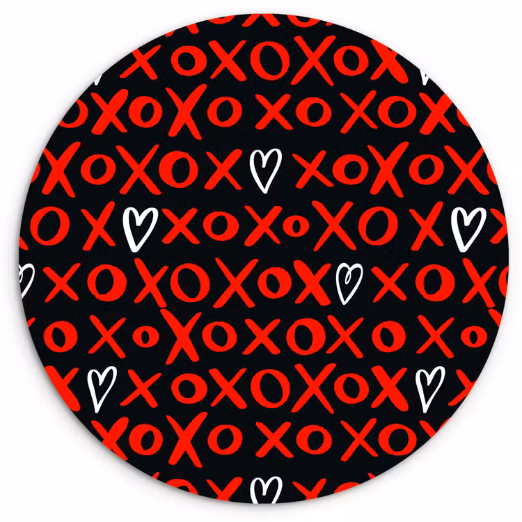 Wandcirkel - Glas - Zwart - Rood - Contrast - Liefde — 1