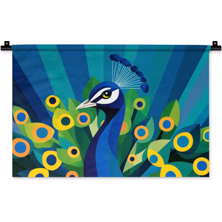 Wandkleed - Pauw - Cirkels - Blauw — 1