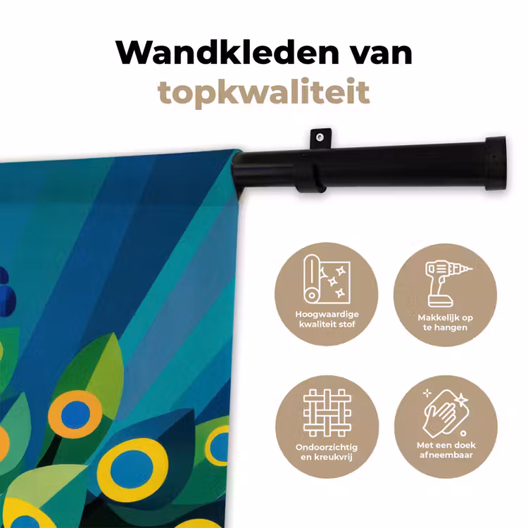Wandkleed - Pauw - Cirkels - Blauw — 3