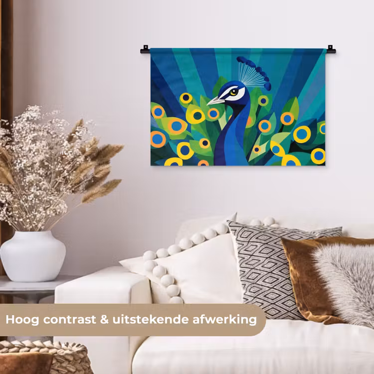 Wandkleed - Pauw - Cirkels - Blauw — 4