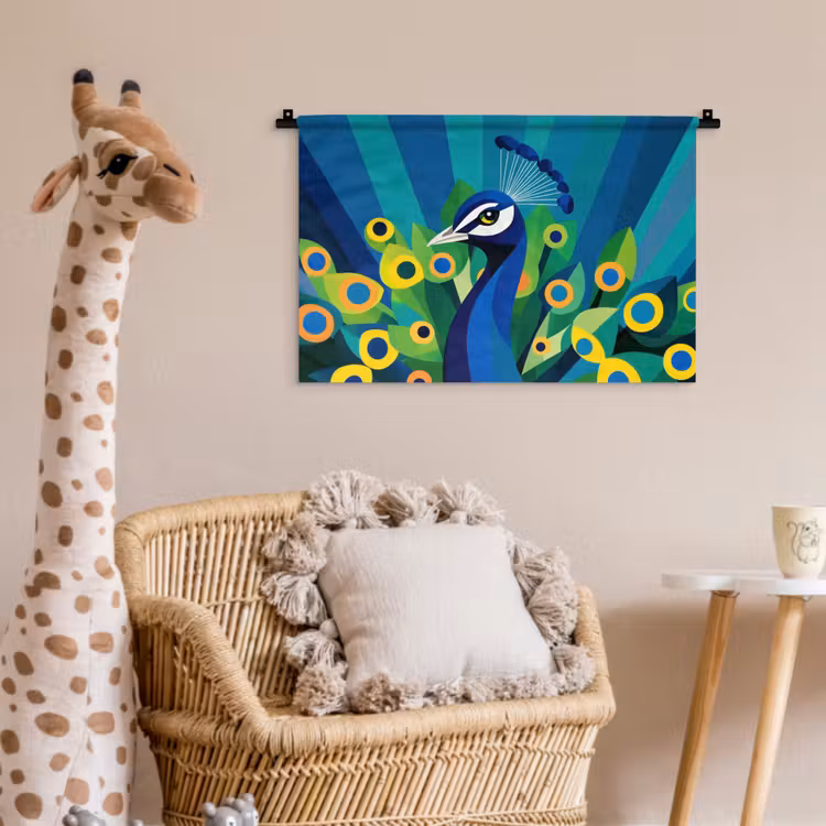 Wandkleed - Pauw - Cirkels - Blauw — 5