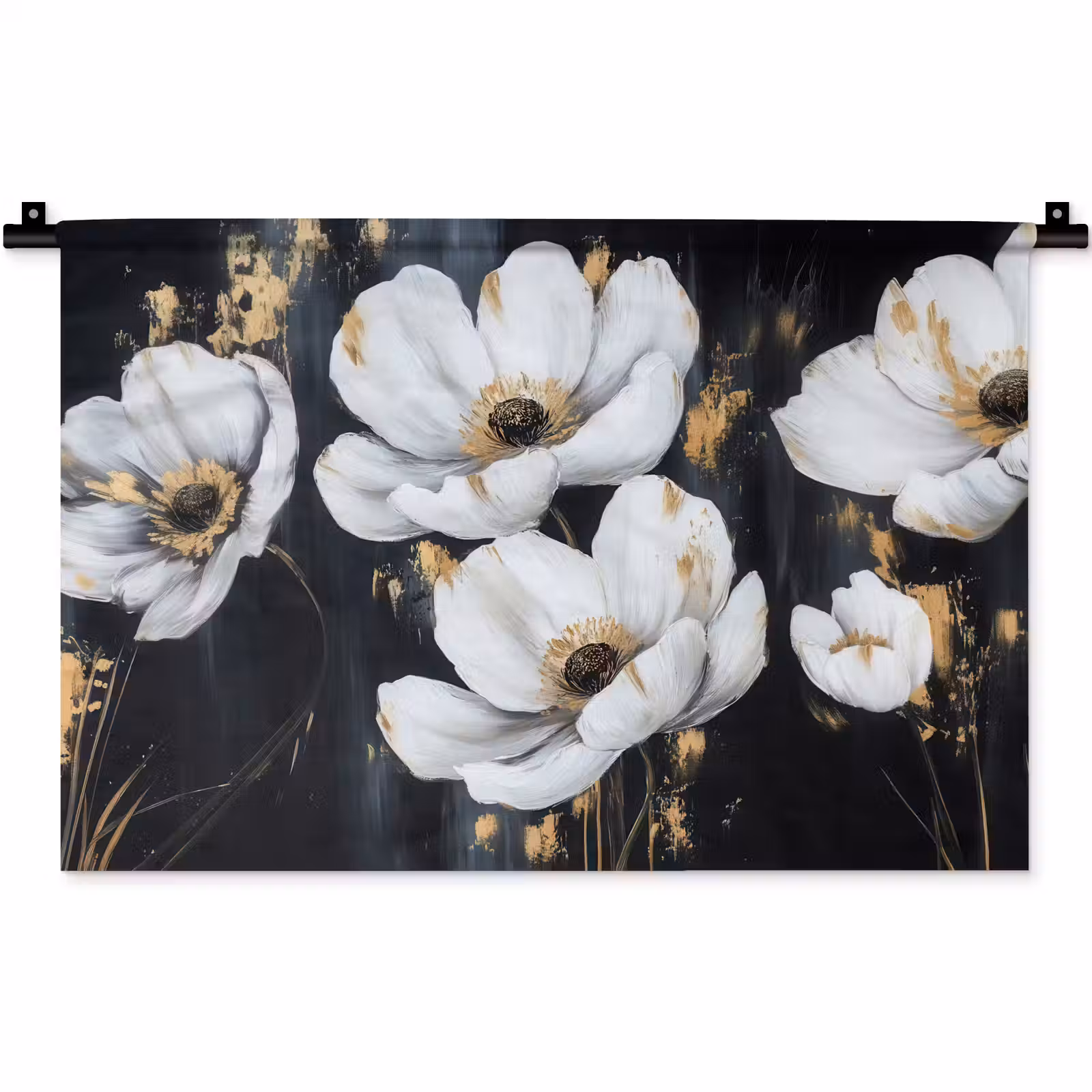 Wandkleed - Bloemen - Wit - Abstract — 1