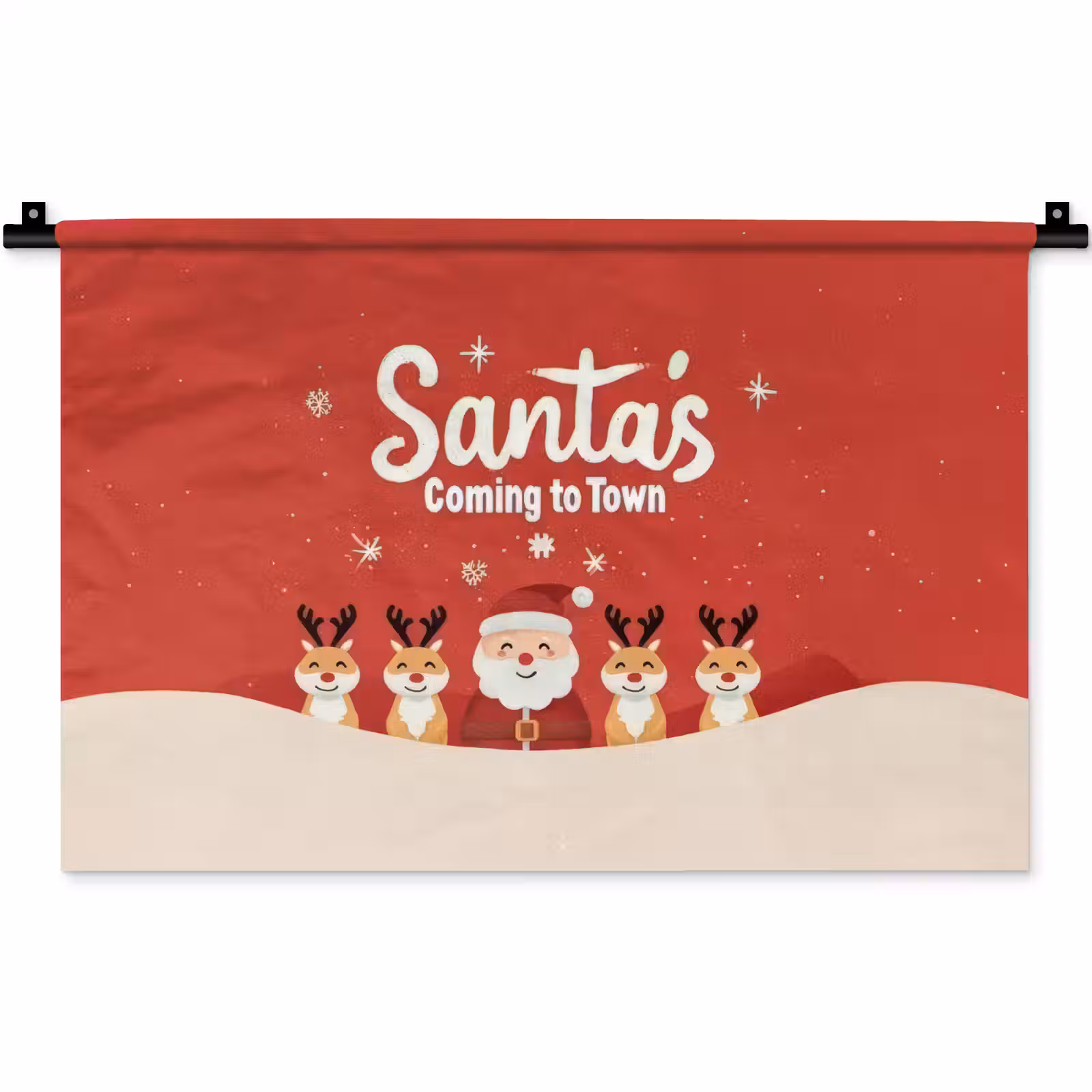 Wandkleed - Illustratie - Kerstman - Rendieren - Rood — 1