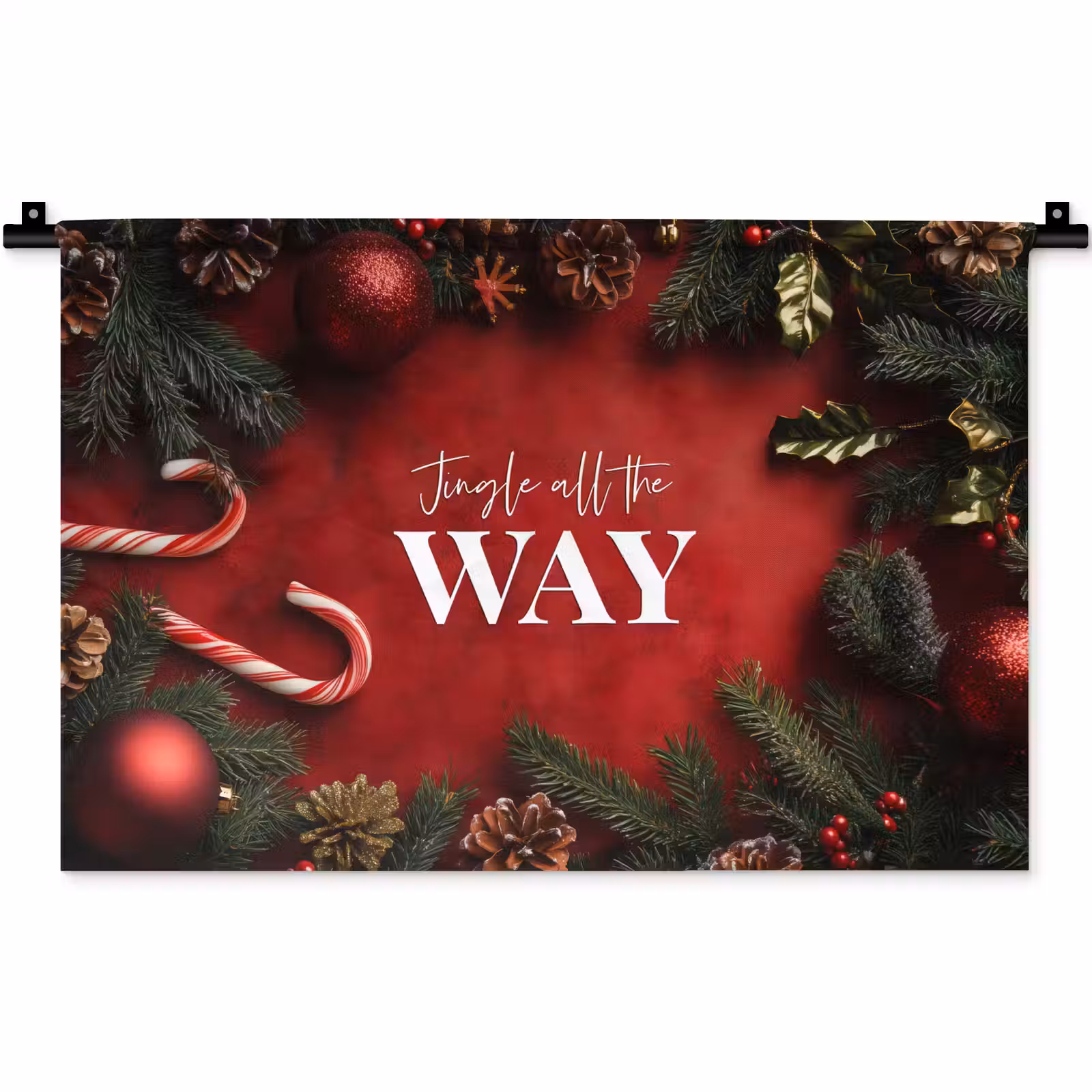 Wandkleed - Kerst - Quote - Rood - Kerstballen — 1