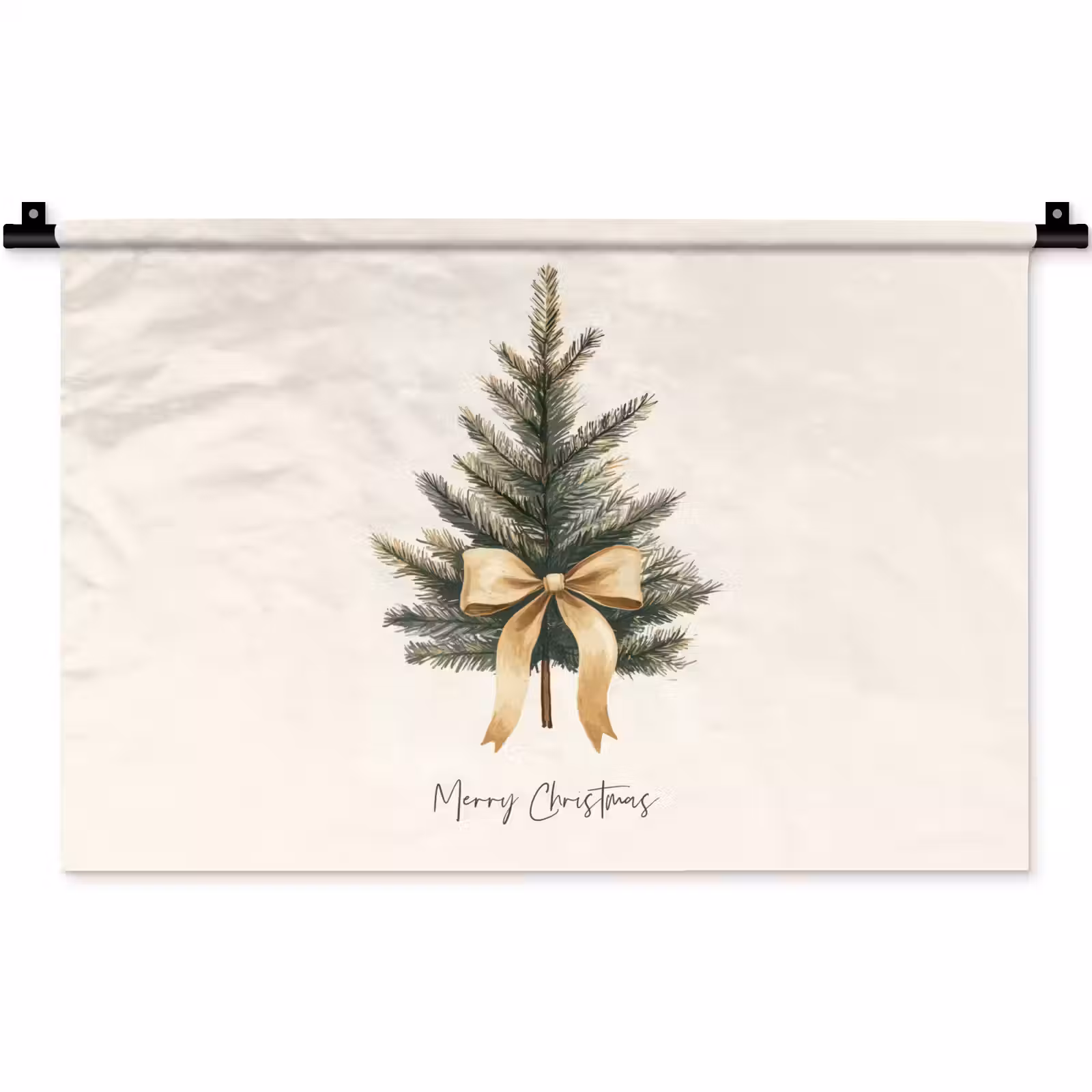 Wandkleed - Kerstboom - Kerst - Merry Christmas - Beige — 1