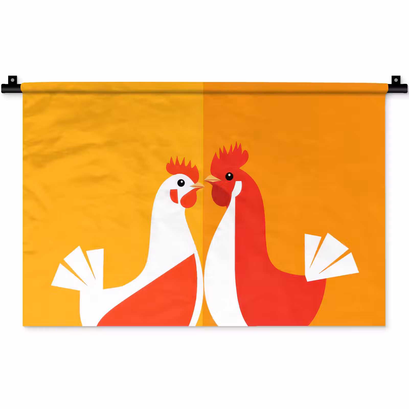 Wandkleed - Kippen - Oranje - Vlakken — 1