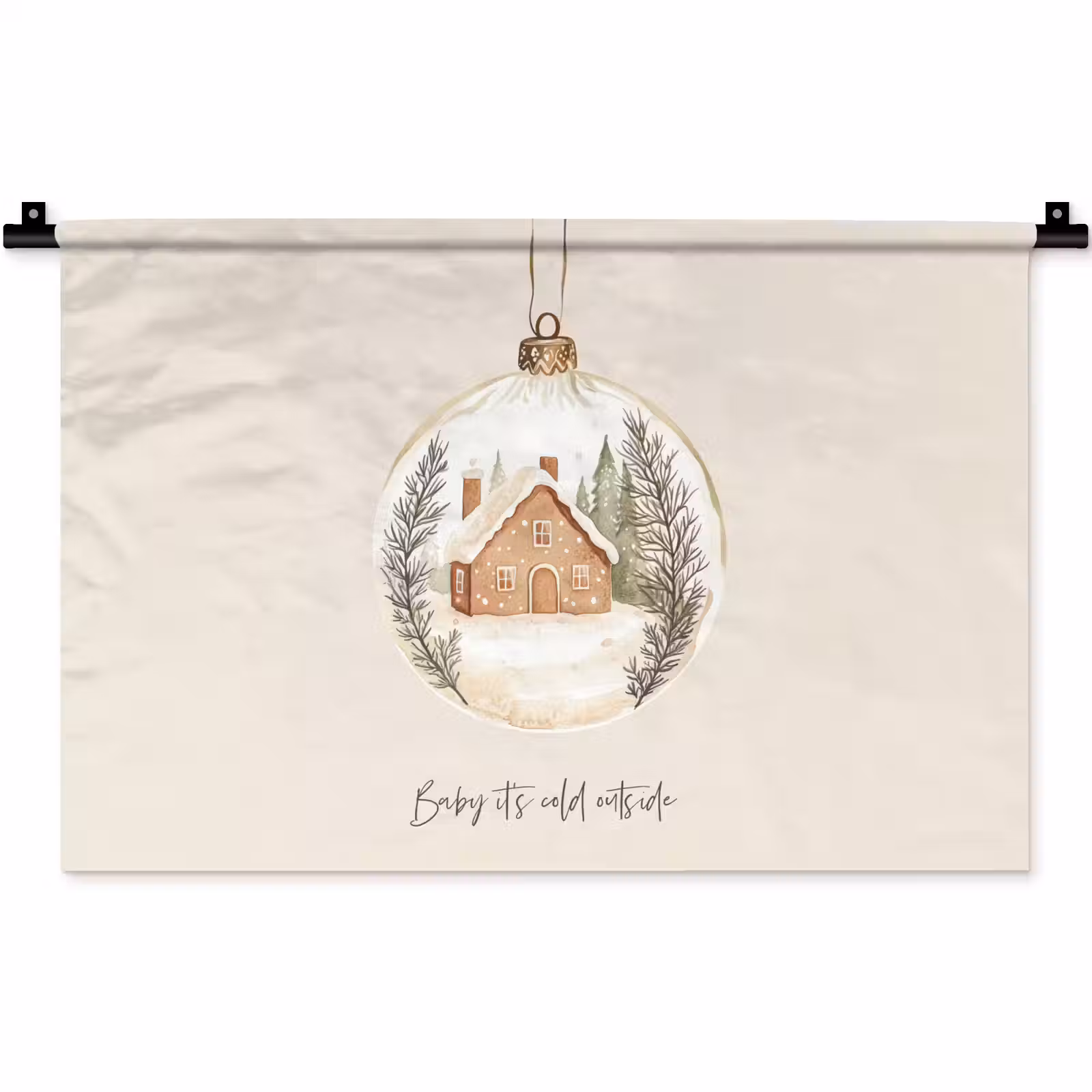 Wandkleed - Quote - Winter - Kerst - Beige - Kerstbal — 1