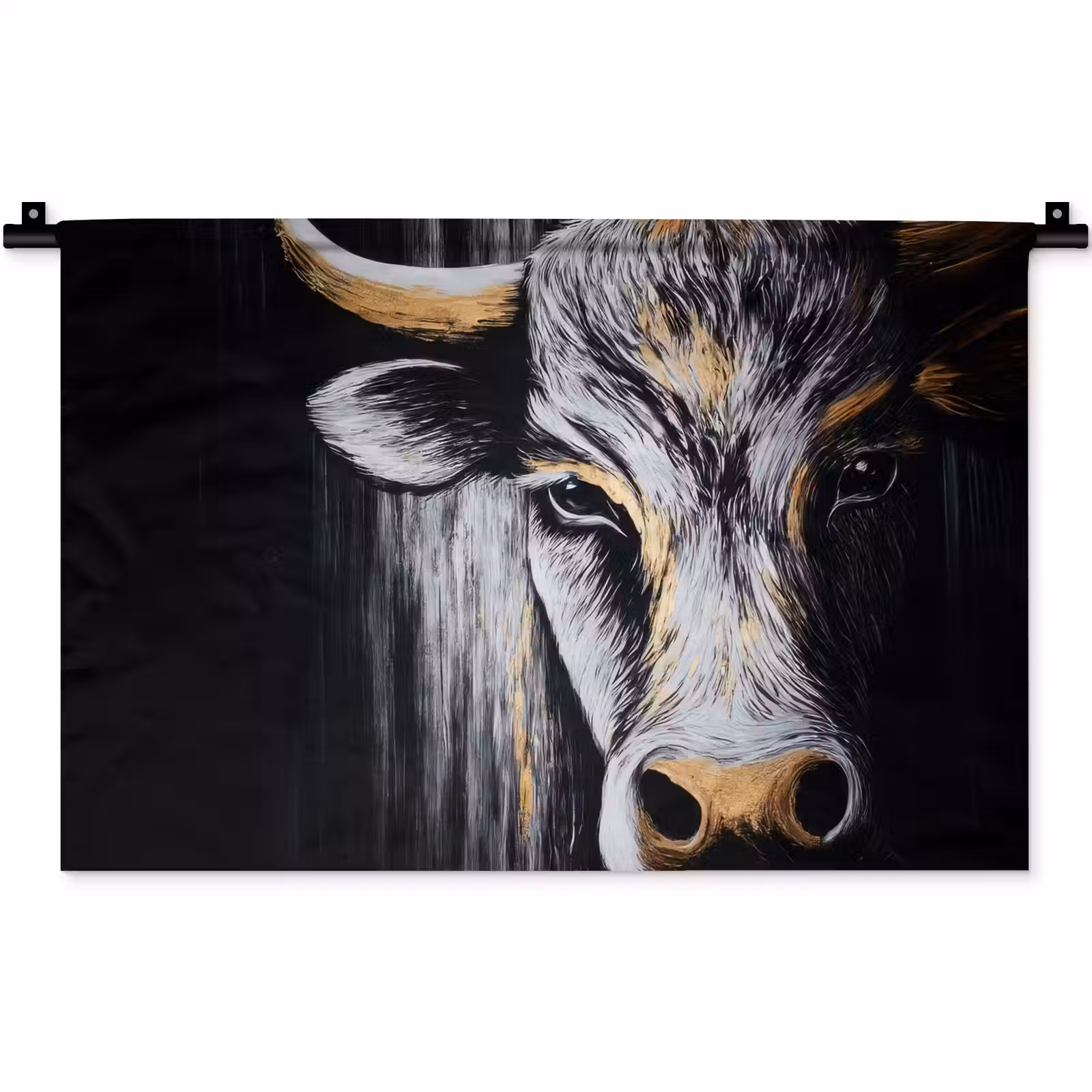 Wandkleed - Stier - Hoorns - Snuit - Goud — 1