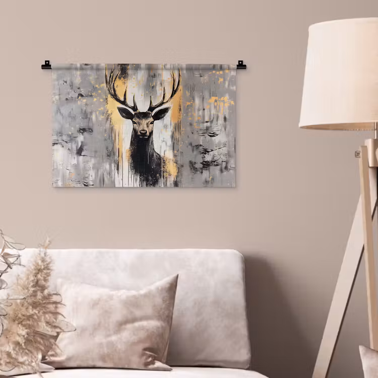 Wandkleed - Abstract - Hert - Gewei - Goud — 2