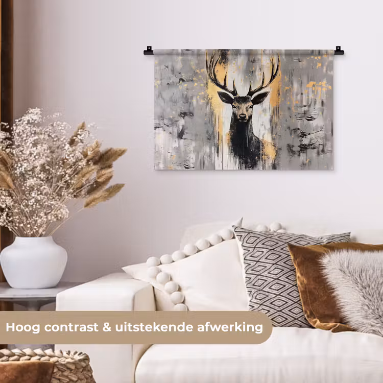 Wandkleed - Abstract - Hert - Gewei - Goud — 4