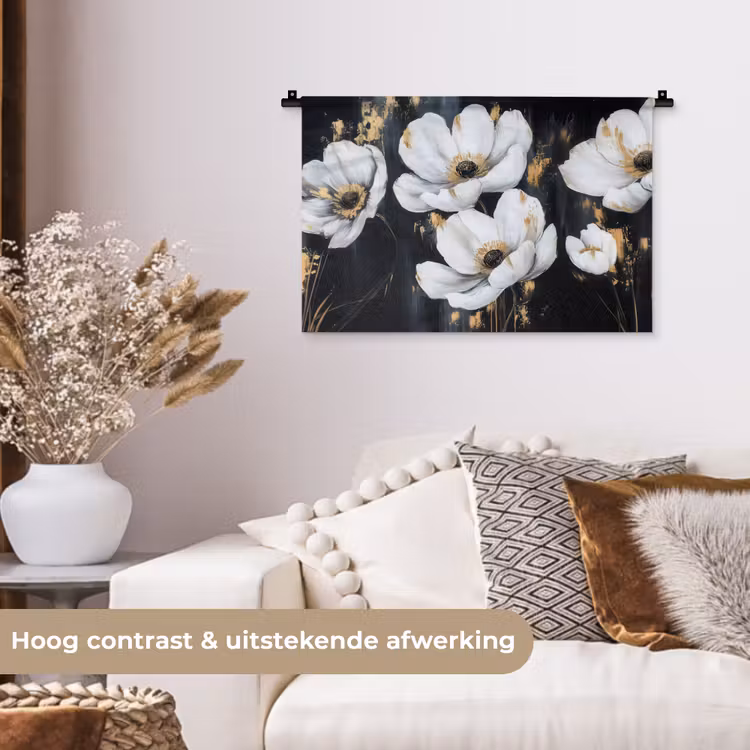 Wandkleed - Bloemen - Wit - Abstract — 4