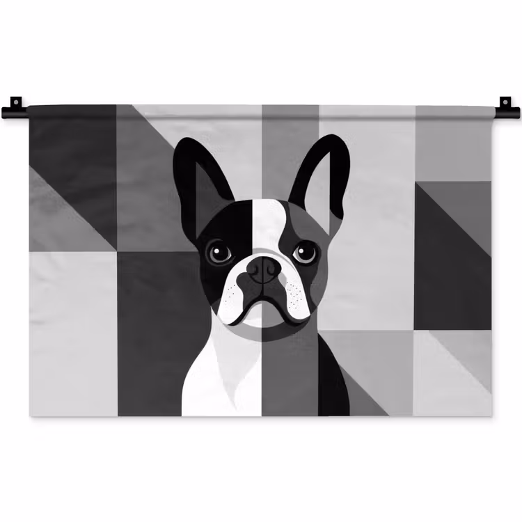 Wandkleed - Buldog - Zwart - Abstract - Vlakken — 1