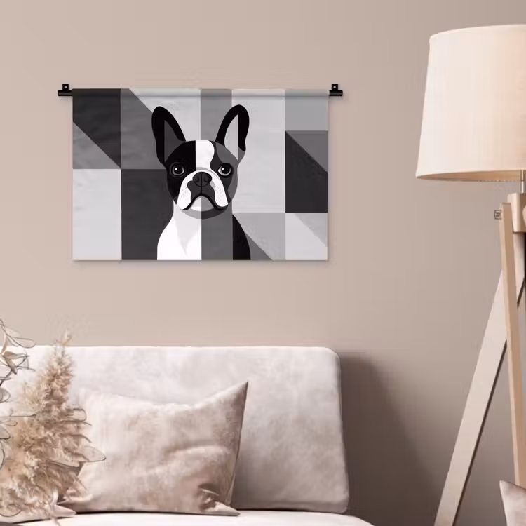 Wandkleed - Buldog - Zwart - Abstract - Vlakken — 2