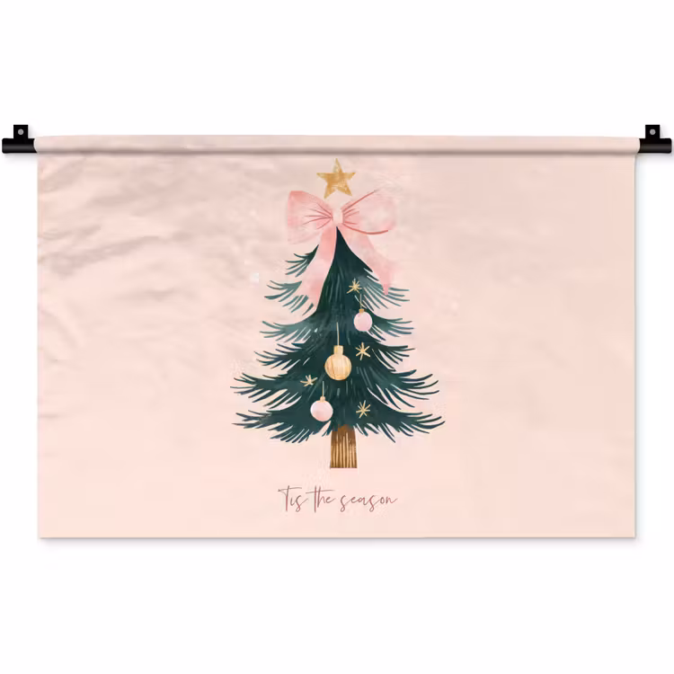 Wandkleed - Christmas Season - Kerst - Kerstboom - Roze — 1
