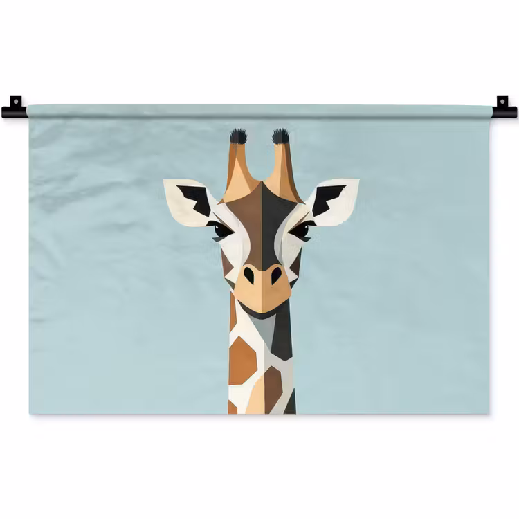 Wandkleed - Giraffe - Illustratie - Bruin - Minimalistisch — 1