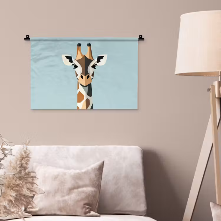 Wandkleed - Giraffe - Illustratie - Bruin - Minimalistisch — 2