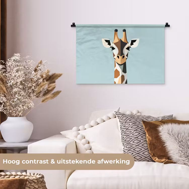 Wandkleed - Giraffe - Illustratie - Bruin - Minimalistisch — 4