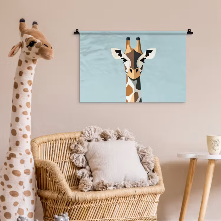 Wandkleed - Giraffe - Illustratie - Bruin - Minimalistisch — 5