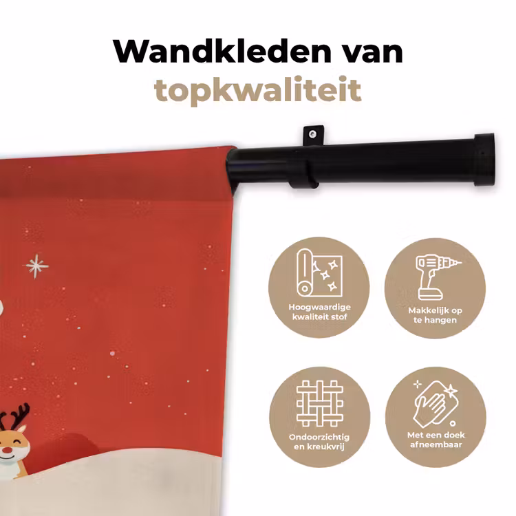 Wandkleed - Illustratie - Kerstman - Rendieren - Rood — 3