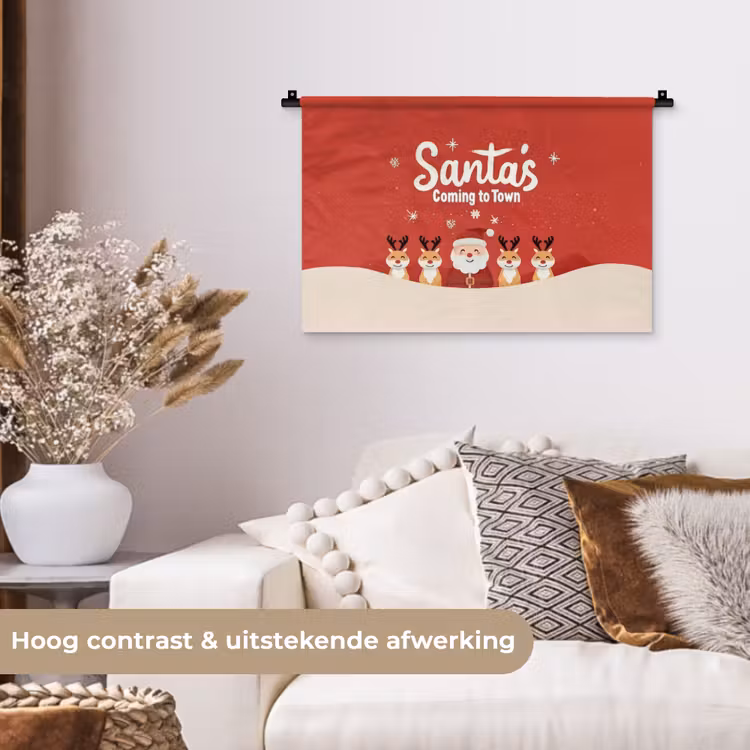 Wandkleed - Illustratie - Kerstman - Rendieren - Rood — 4
