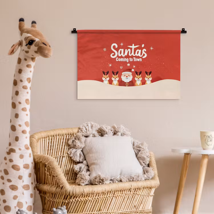 Wandkleed - Illustratie - Kerstman - Rendieren - Rood — 5