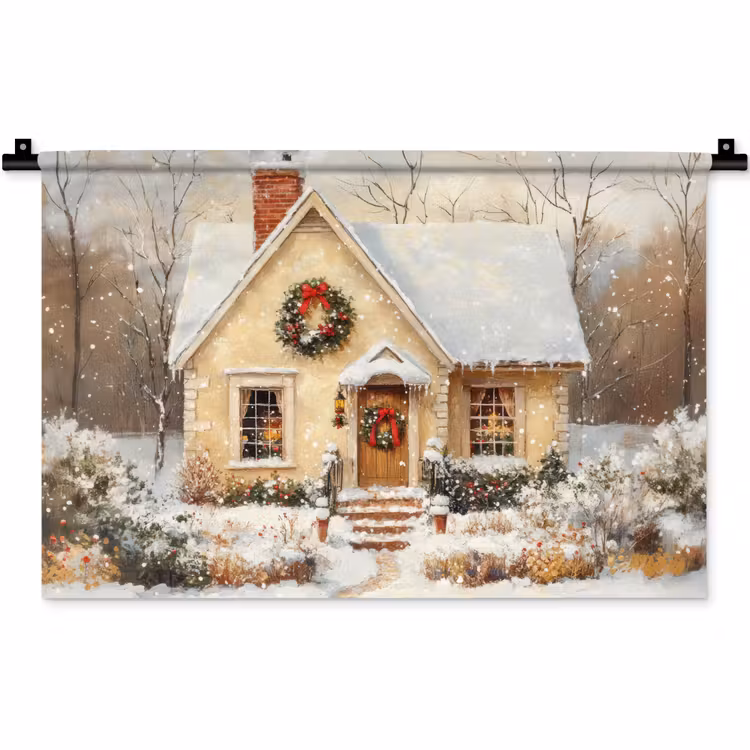 Wandkleed - Kerst - Huis - Winter - Sneeuw — 1