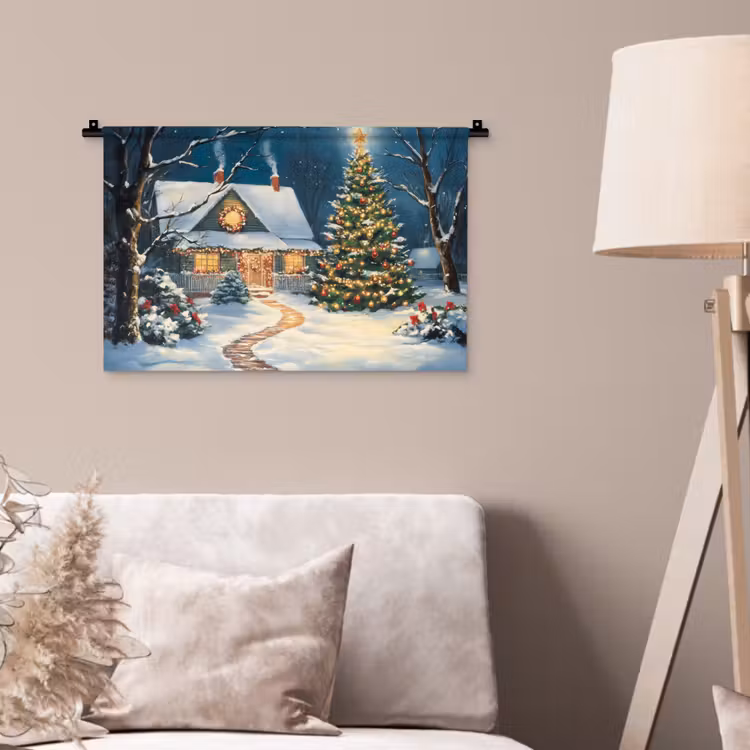 Wandkleed - Kerst - Kerstboom - Winter - Huis - Sneeuw — 2