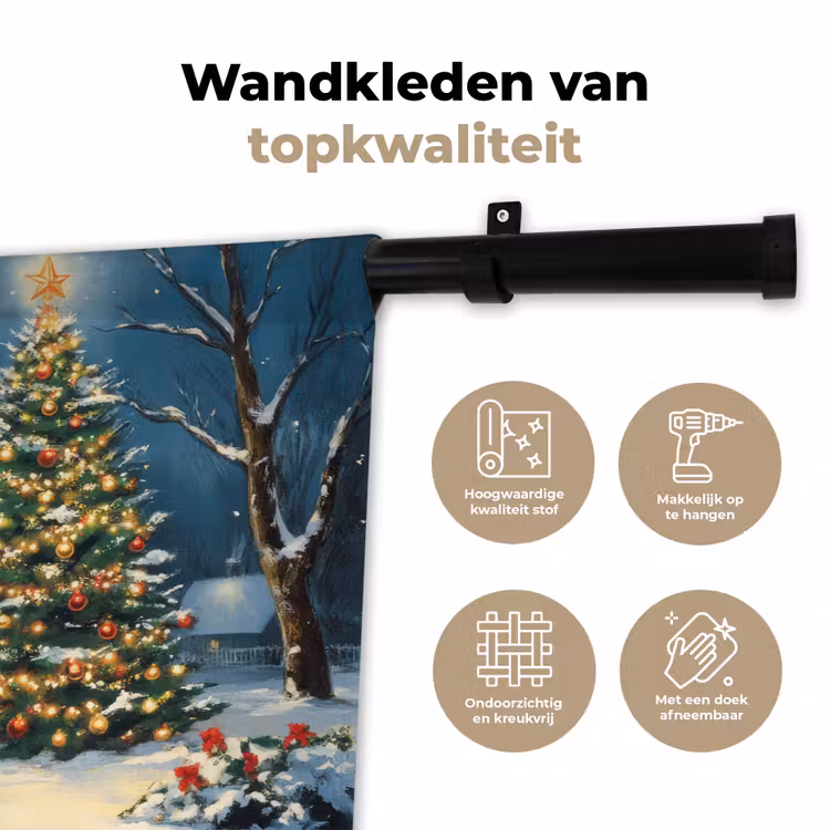 Wandkleed - Kerst - Kerstboom - Winter - Huis - Sneeuw — 3