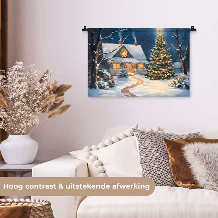 Wandkleed - Kerst - Kerstboom - Winter - Huis - Sneeuw — 4