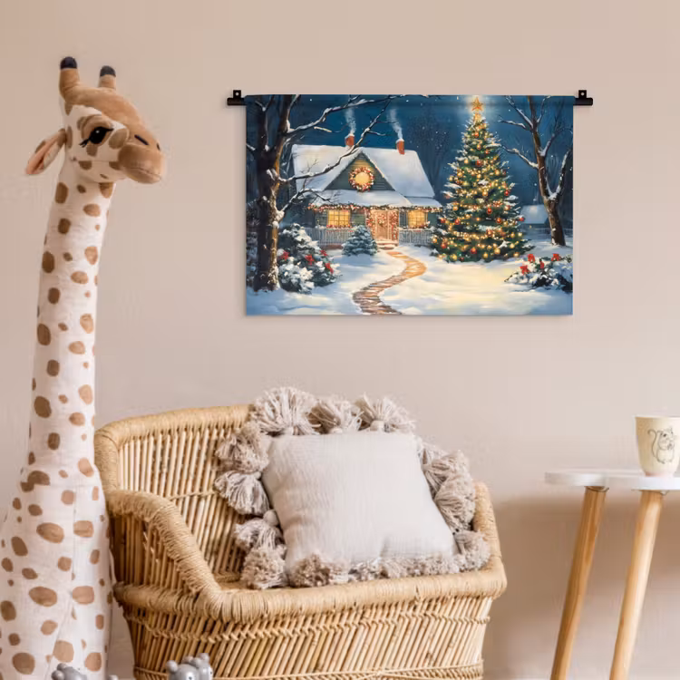 Wandkleed - Kerst - Kerstboom - Winter - Huis - Sneeuw — 5
