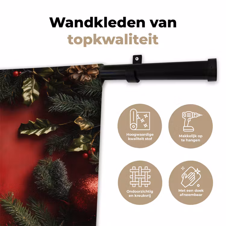 Wandkleed - Kerst - Quote - Rood - Kerstballen — 3