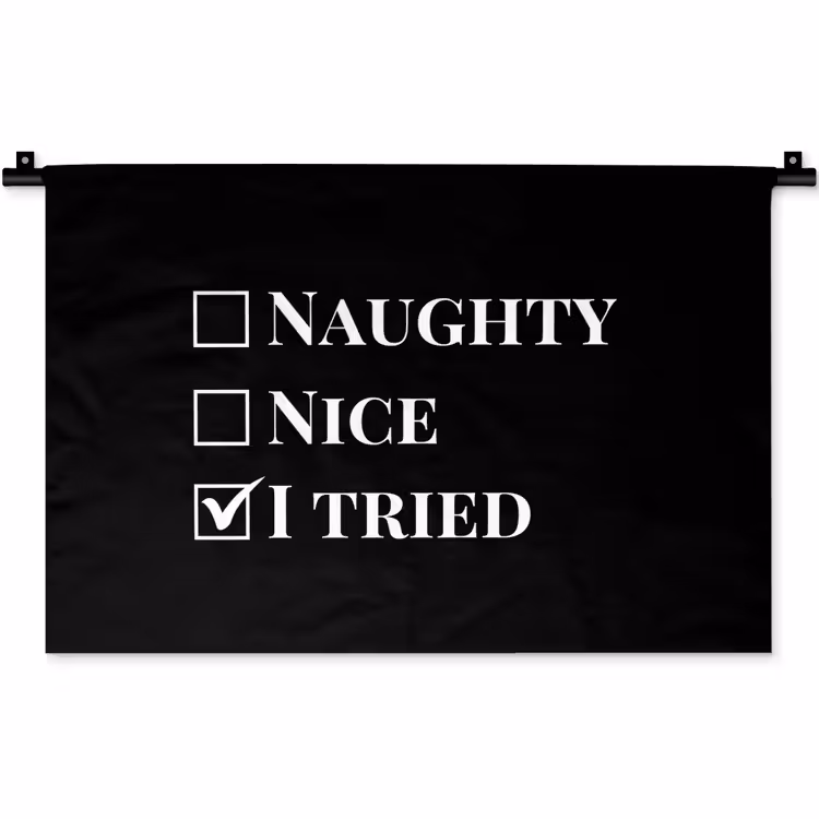 Wandkleed - Kerst - Zwart - Wit - Quote - Grappig — 1
