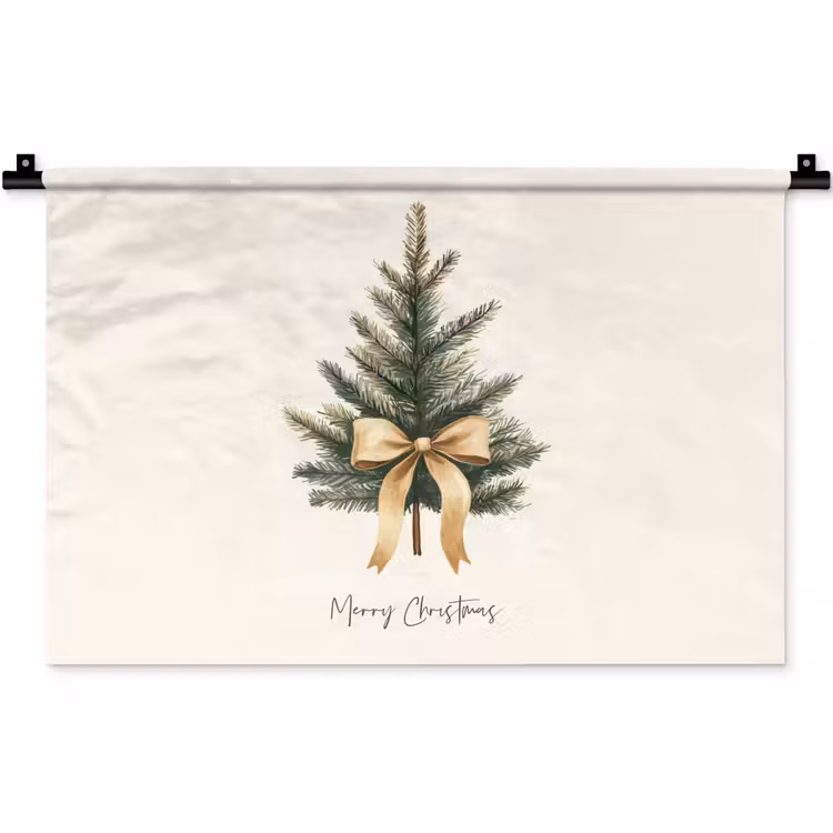 Wandkleed - Kerstboom - Kerst - Merry Christmas - Beige — 1