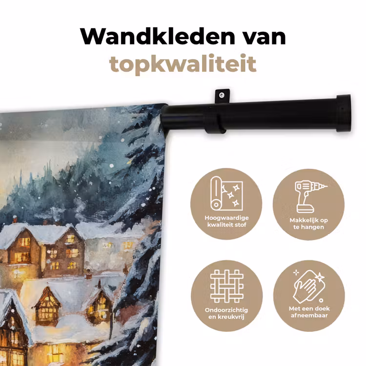 Wandkleed - Kerstdorp - Huizen - Sneeuw - Kerst — 3