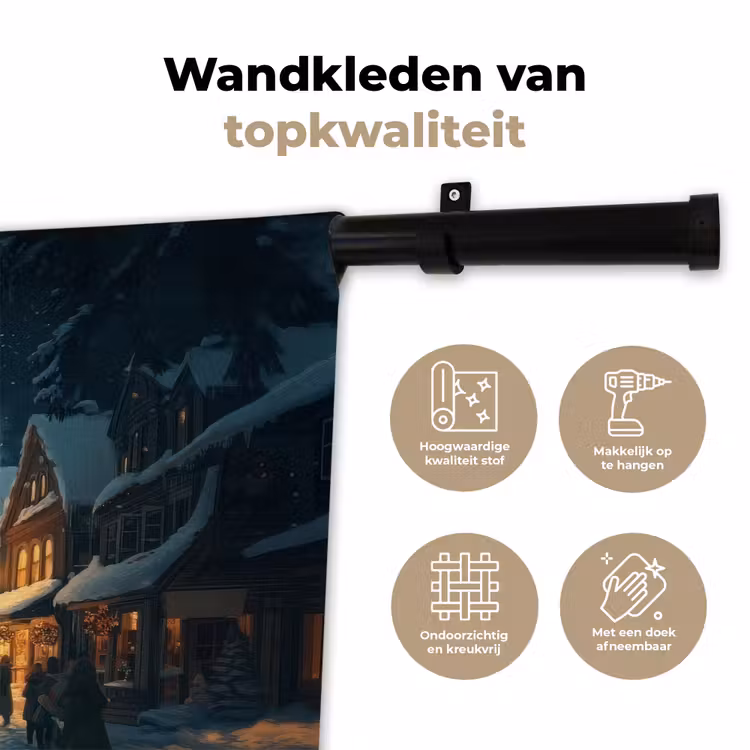 Wandkleed - Kerstfeest - Dorp - Donker — 3