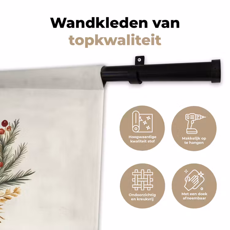 Wandkleed - Kerstkrans - Kerst - Goud - Beige — 3