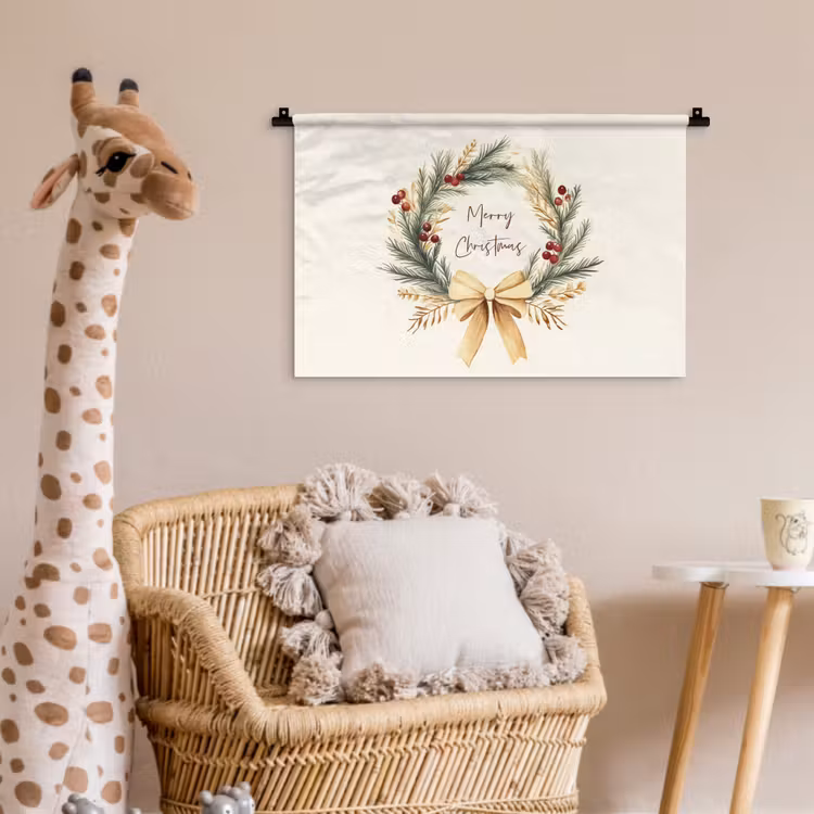 Wandkleed - Kerstkrans - Kerst - Goud - Beige — 5