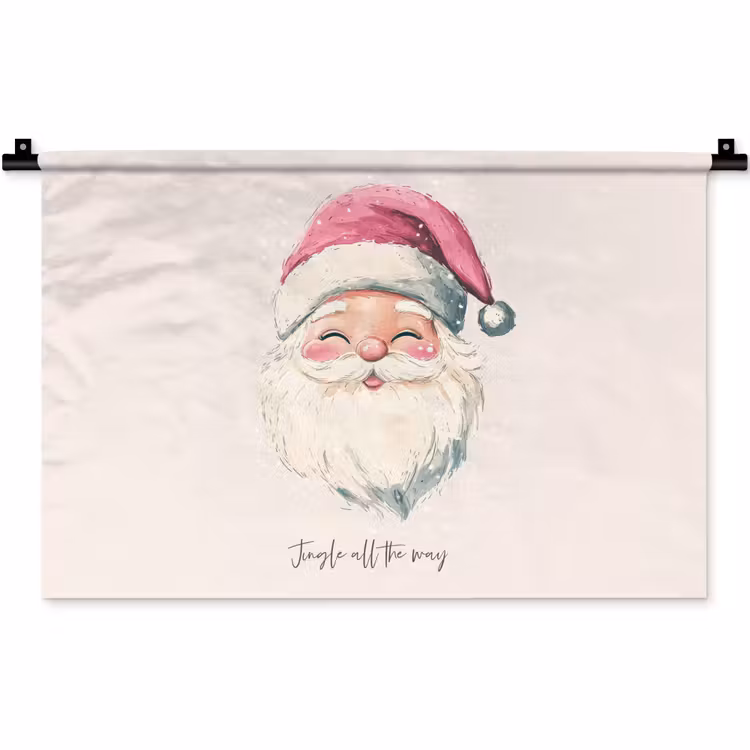 Wandkleed - Kerstman - Kerst - Quote - Beige — 1
