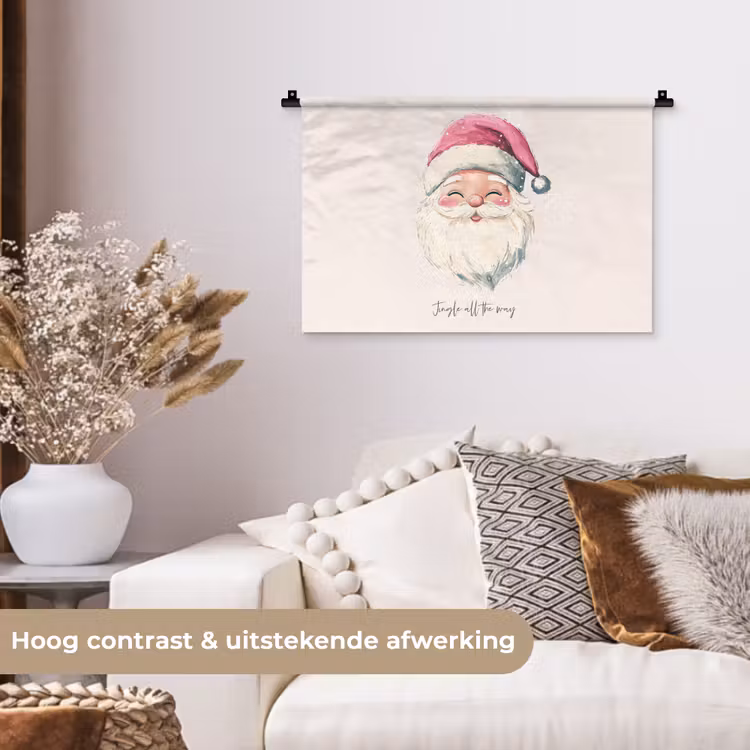 Wandkleed - Kerstman - Kerst - Quote - Beige — 4