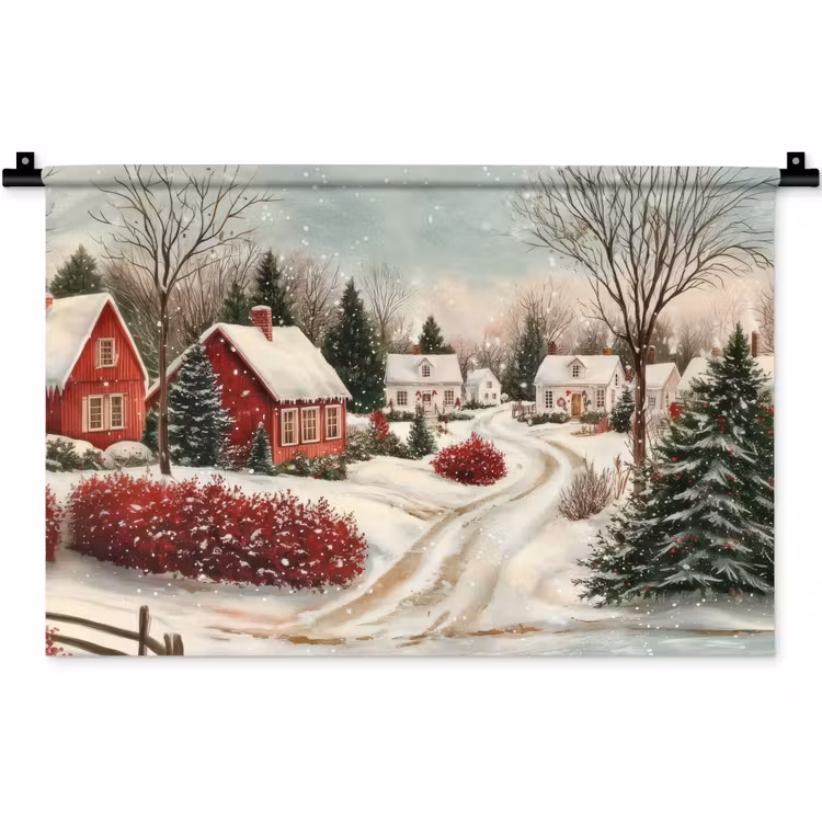 Wandkleed - Kerstsfeer - Landelijk - Rood — 1