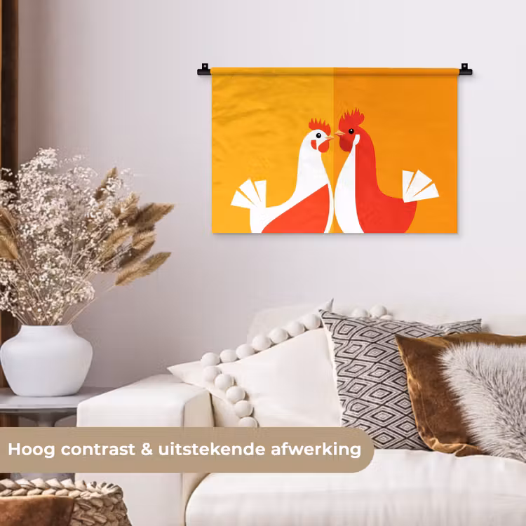 Wandkleed - Kippen - Oranje - Vlakken — 4