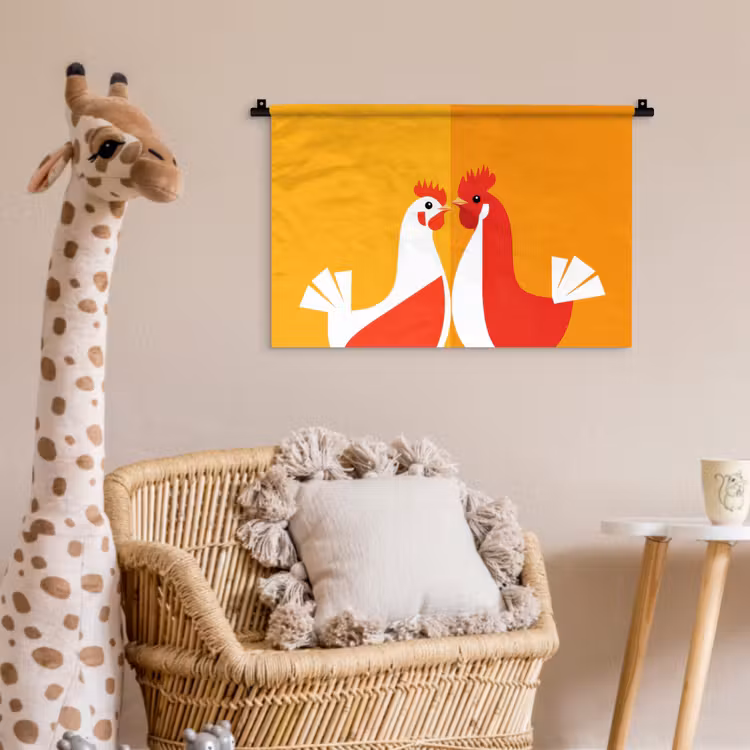 Wandkleed - Kippen - Oranje - Vlakken — 5