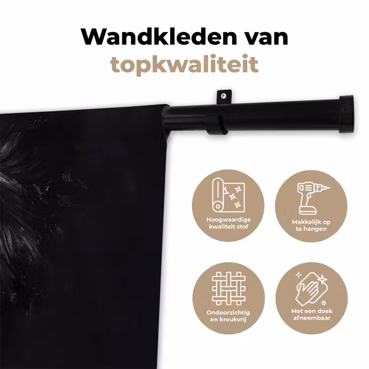 Wandkleed - Leeuw - Gesplitst - Zwart - Lijn — 3