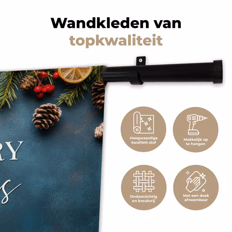Wandkleed - Merry Christmas - Blauw - Kerst - Winter — 3