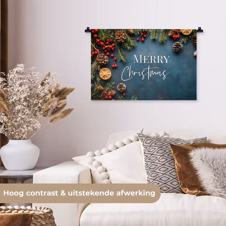 Wandkleed - Merry Christmas - Blauw - Kerst - Winter — 4