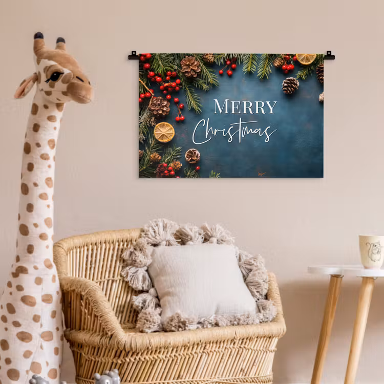 Wandkleed - Merry Christmas - Blauw - Kerst - Winter — 5