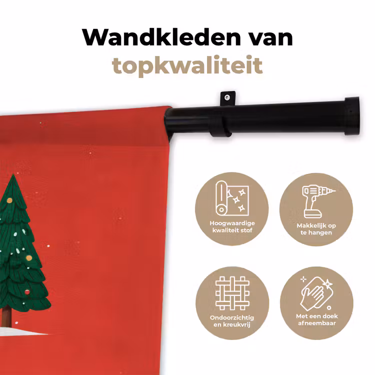 Wandkleed - Minimalistisch - Kerstbomen - Rood - Sneeuw — 3