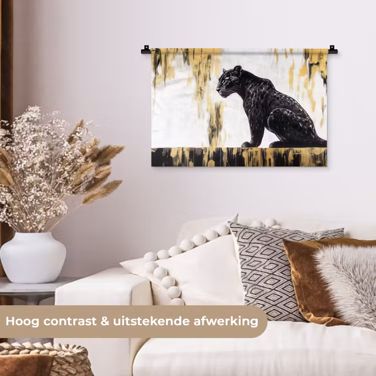 Wandkleed - Panter - Zwart - Abstract - Goud — 4
